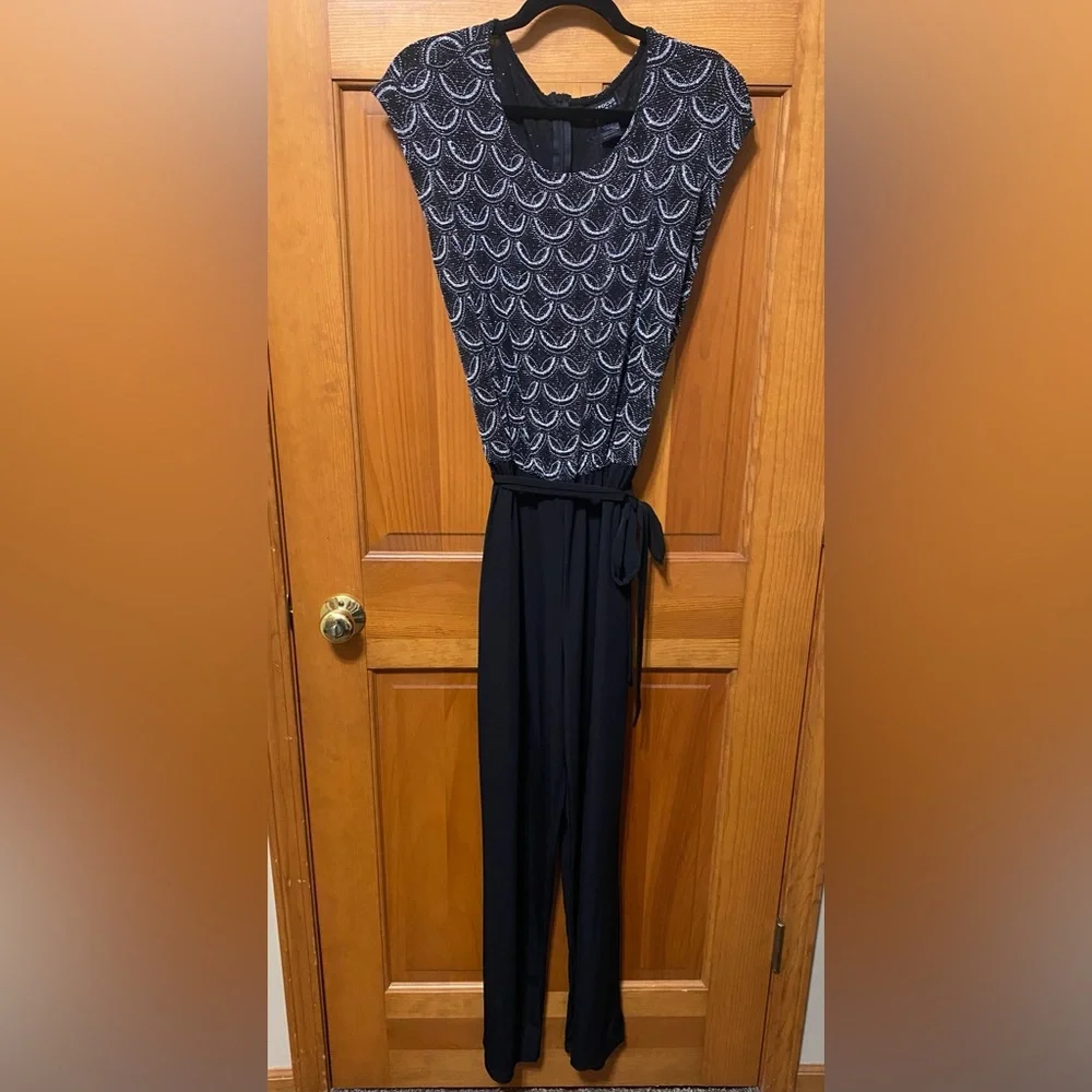 ENFOCUS Elegant Embellished Black and Silver Jumpsuit - Picture 2 of 3